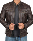 Phoenix - Stylish leather jacket for men with zip pockets