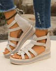 Queena - Rhinestone Wedge Sandals