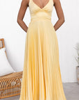 Sheree - Pleated Maxi Dress with V-Neck