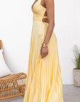 Sheree - Pleated Maxi Dress with V-Neck