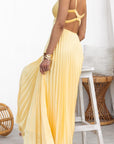 Sheree - Pleated Maxi Dress with V-Neck