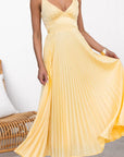 Sheree - Pleated Maxi Dress with V-Neck