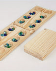 SpeelGem - Mancala Board Game Set with Foldable Wooden Board