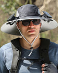 Stefan - Solar Fan Hat with Wide Brim, Solar and USB Charging Station for Fishing Hat