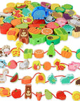 Stringing Animals, Fruits and Vegetables - Fun Toys for Motor Skills