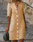 Stylish Linen Dress for Women - With Button Closure