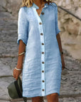 Stylish Linen Dress for Women - With Button Closure