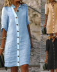 Stylish Linen Dress for Women - With Button Closure