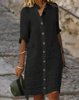 Stylish Linen Dress for Women - With Button Closure