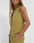 Summer Sleeveless V-Neck Vest and Loose Straight Trousers