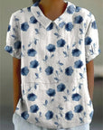 Susie - Cotton & Linen Blouse with Floral Print