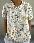 Susie - Cotton & Linen Blouse with Floral Print