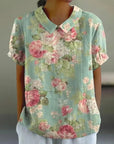 Susie - Cotton & Linen Blouse with Floral Print