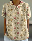 Susie - Cotton & Linen Blouse with Floral Print