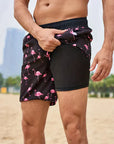 Trendy swim shorts with lining and phone pocket - Cesar