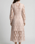 Melinda High-Neck Lace Midi Dress