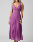 Alana Pleated Cut-Out Midi Dress