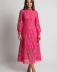 Melinda High-Neck Lace Midi Dress