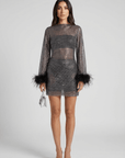 Charlotte Metallic Feather Cuff Mini Dress