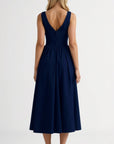 Rachel Plunge Neck Gathered Midi Dress