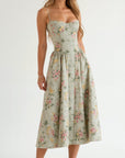 Freya Floral Corset Midi Dress
