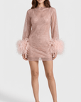 Charlotte Metallic Feather Cuff Mini Dress