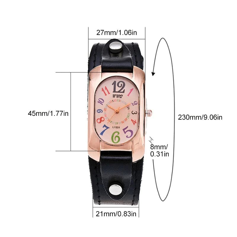 Vintage Leather Quartz Stone Ladies' Watch