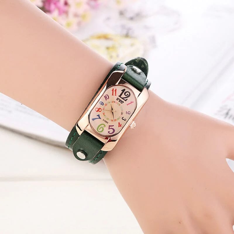 Vintage Leather Quartz Stone Ladies' Watch