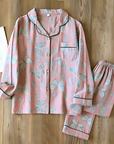 2-Piece Cotton Loungewear Set with Butterfly Print for Women