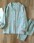 2-Piece Cotton Loungewear Set with Butterfly Print for Women