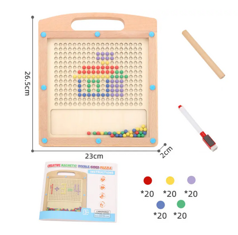 2-in-1 Wooden Magnetic Dot Board - The Ultimate Travel Toy