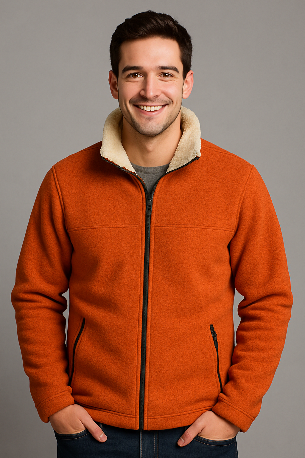Martin | Men's Orange Fleece Jacket