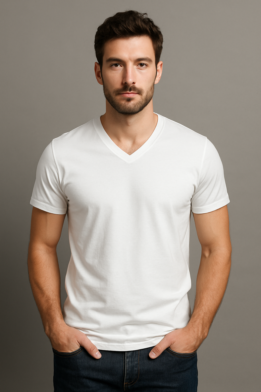 Timmy | Men's White Basic V-Neck T-Shirt