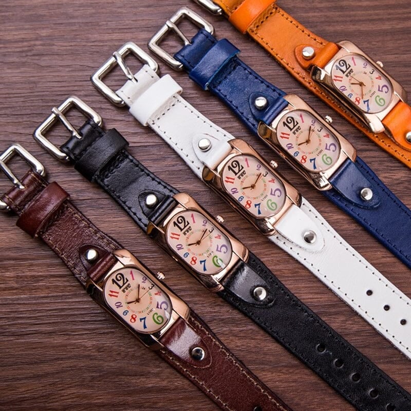 Vintage Leather Quartz Stone Ladies' Watch