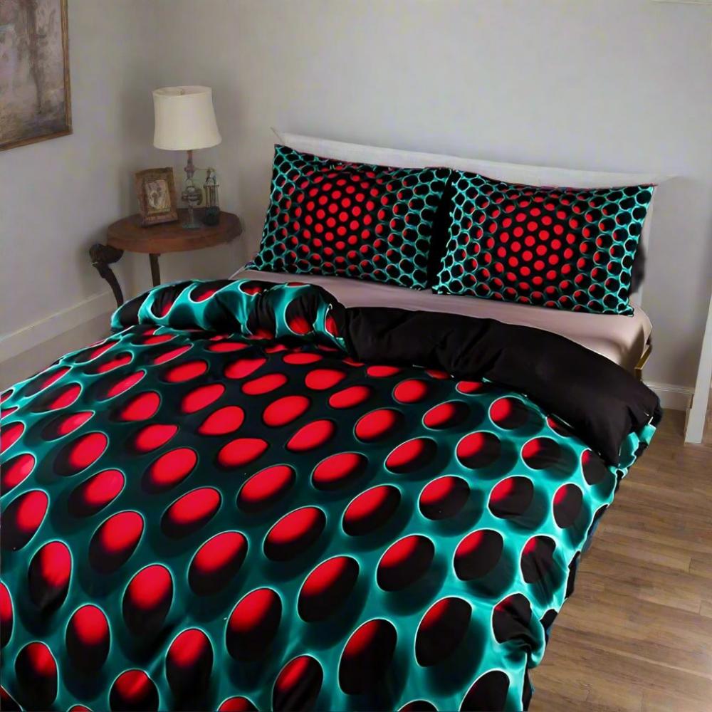 3-Piece Duvet Cover Set with Futuristic 3D Pattern