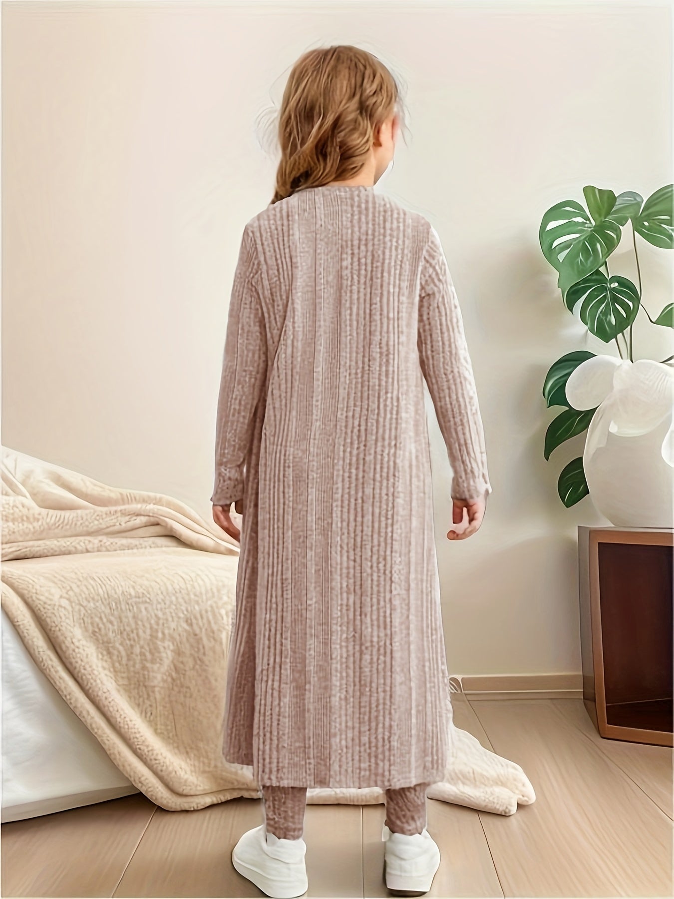 3-Piece Stretchy Knitted Cardigan + Top + Leggings - Charmaine