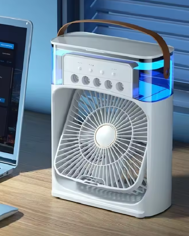 3-in-1 Portable USB Fan with Humidifier and LED Night Light