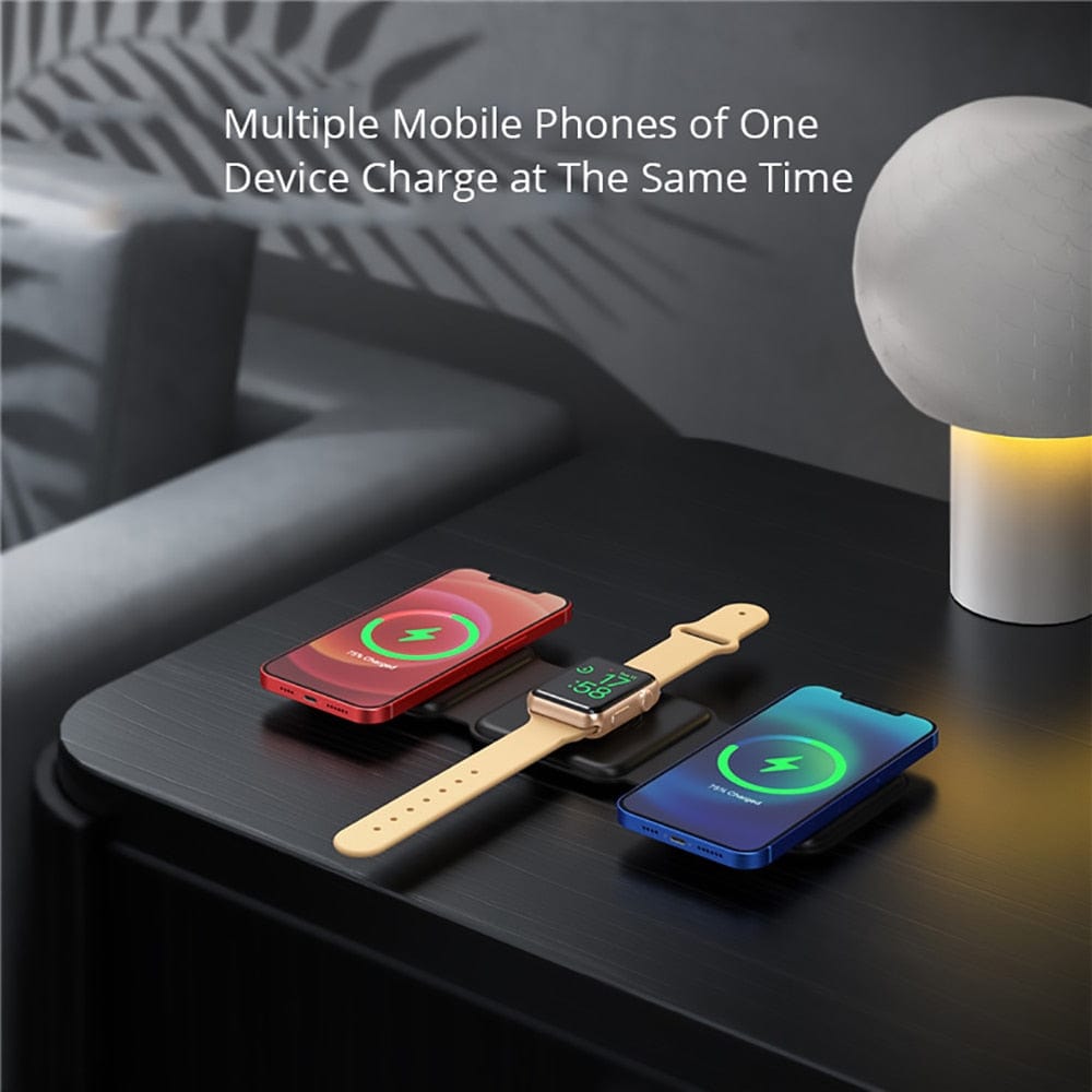 3-in-1 Wireless Charger - One charger for your smartphone, smartwatch, and earbuds