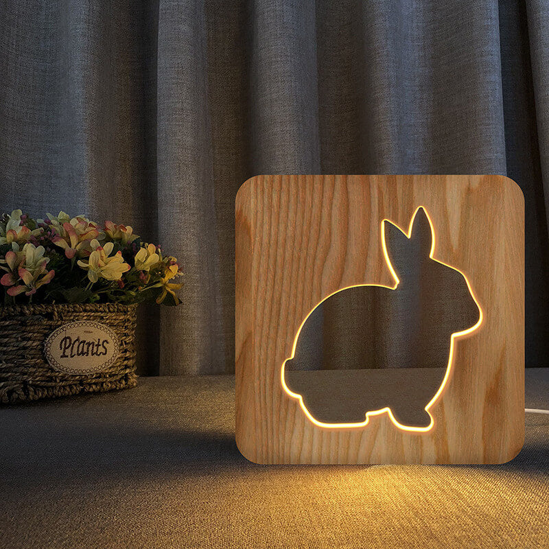 3D Wooden Animal Lamp
