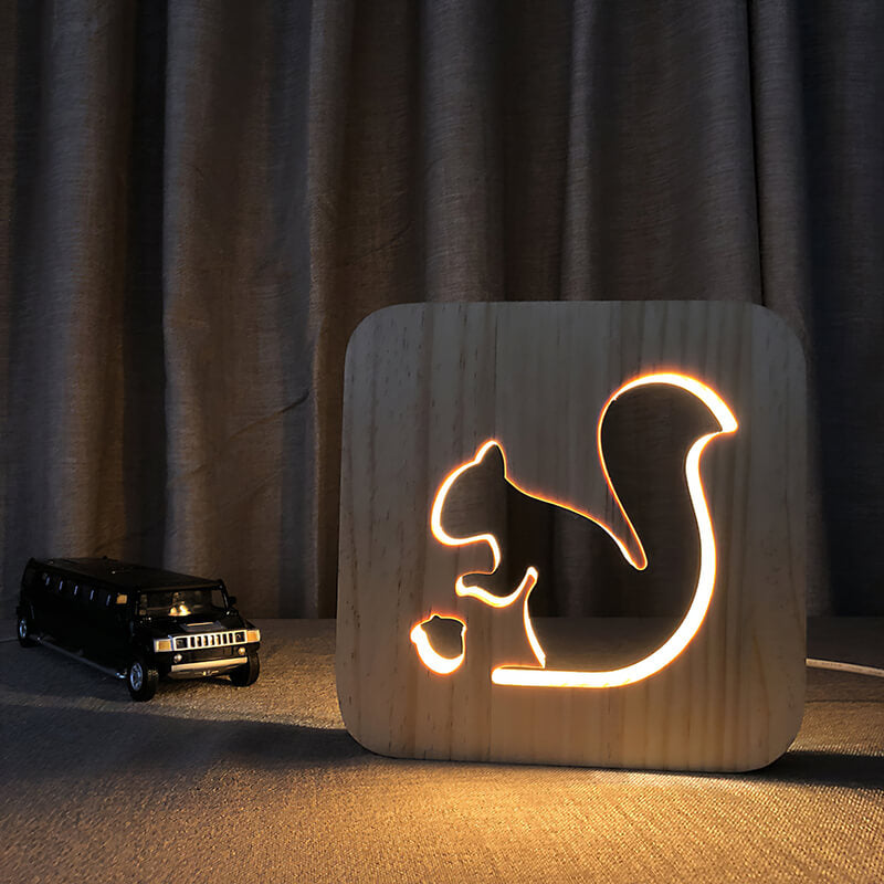 3D Wooden Animal Lamp
