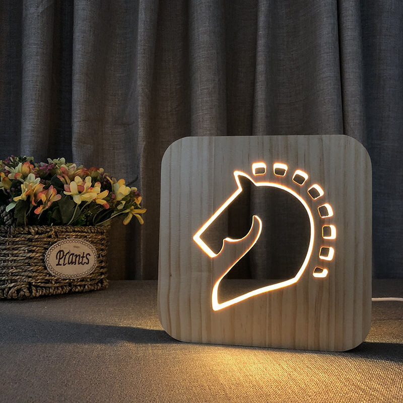3D Wooden Animal Lamp