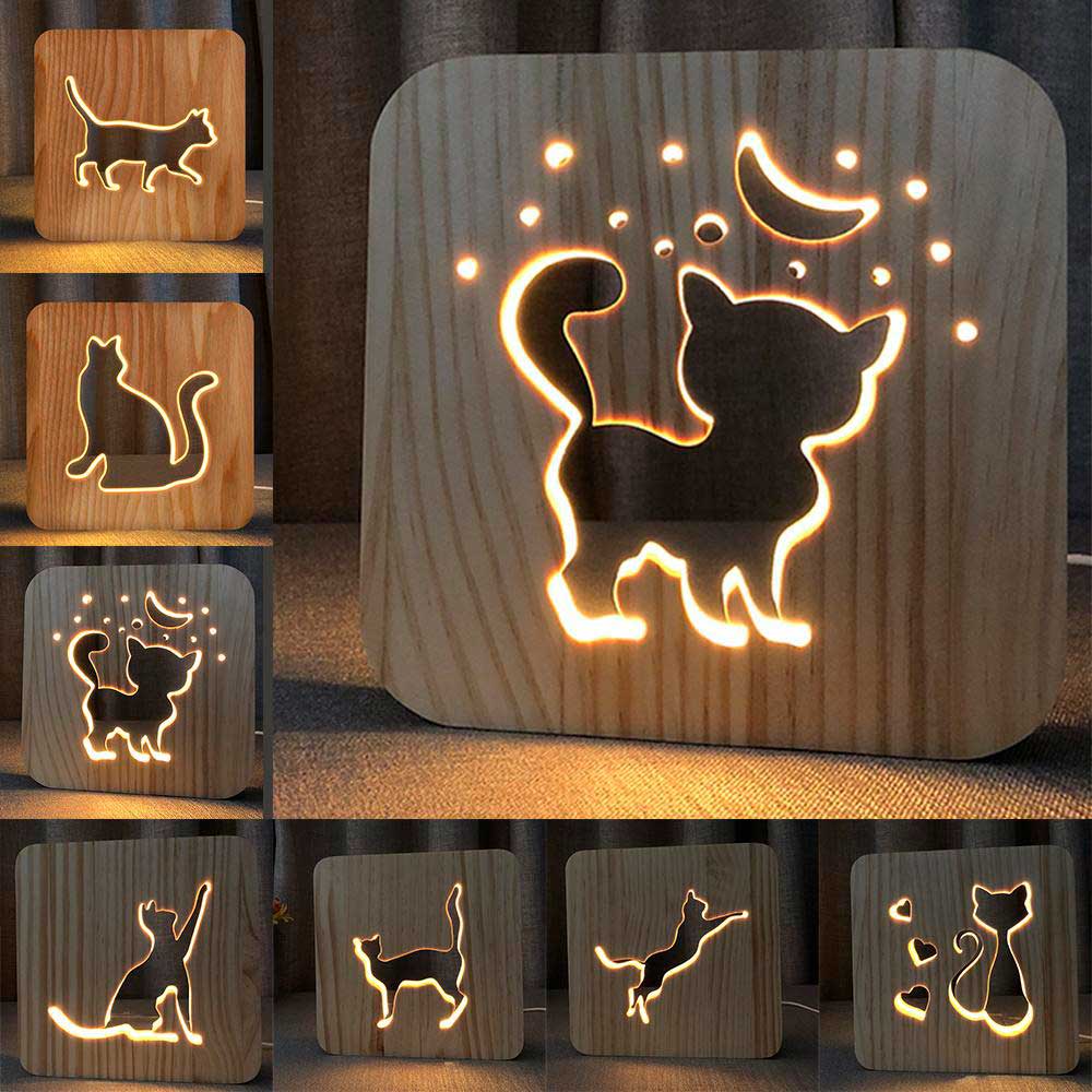 3D Wooden Animal Lamp
