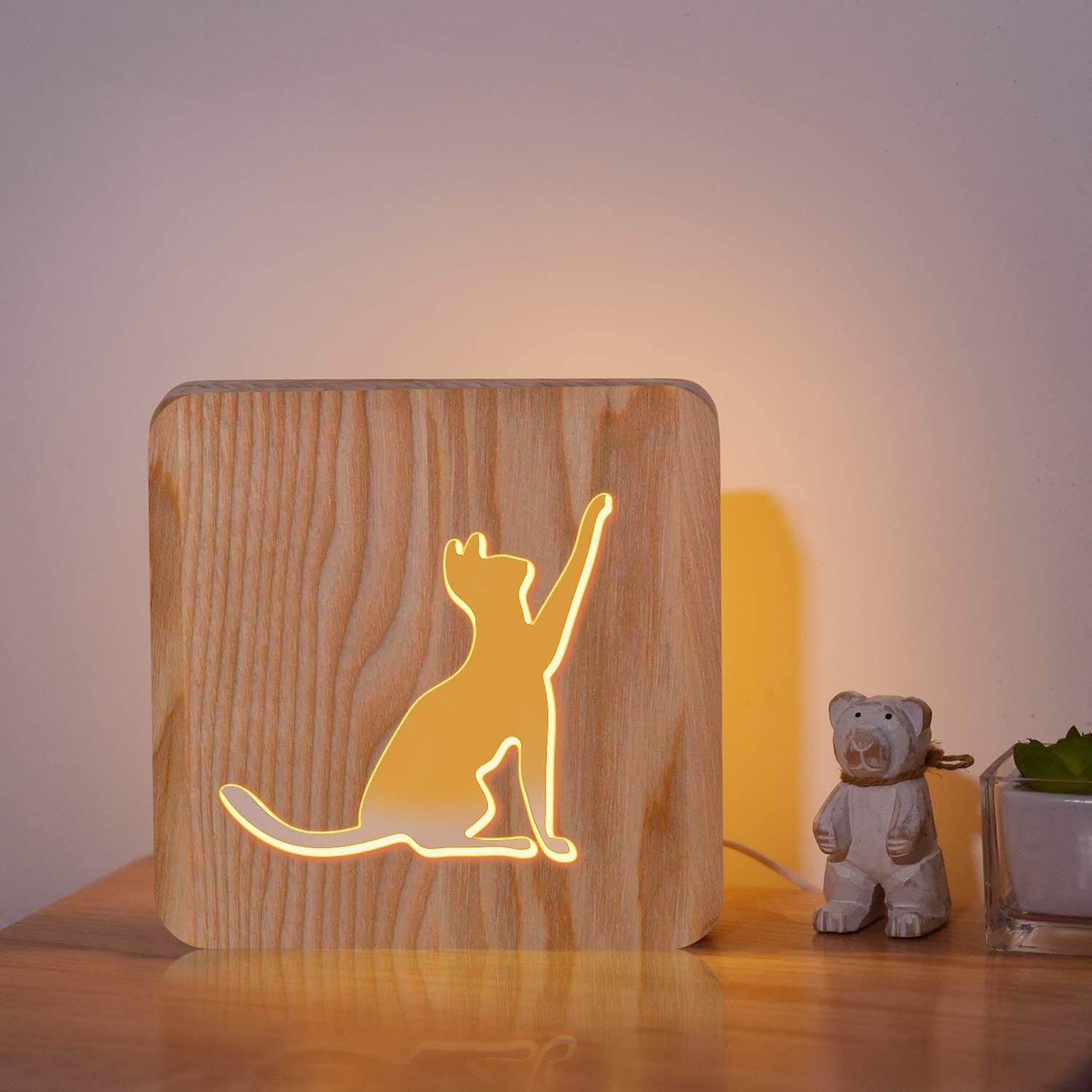 3D Wooden Animal Lamp