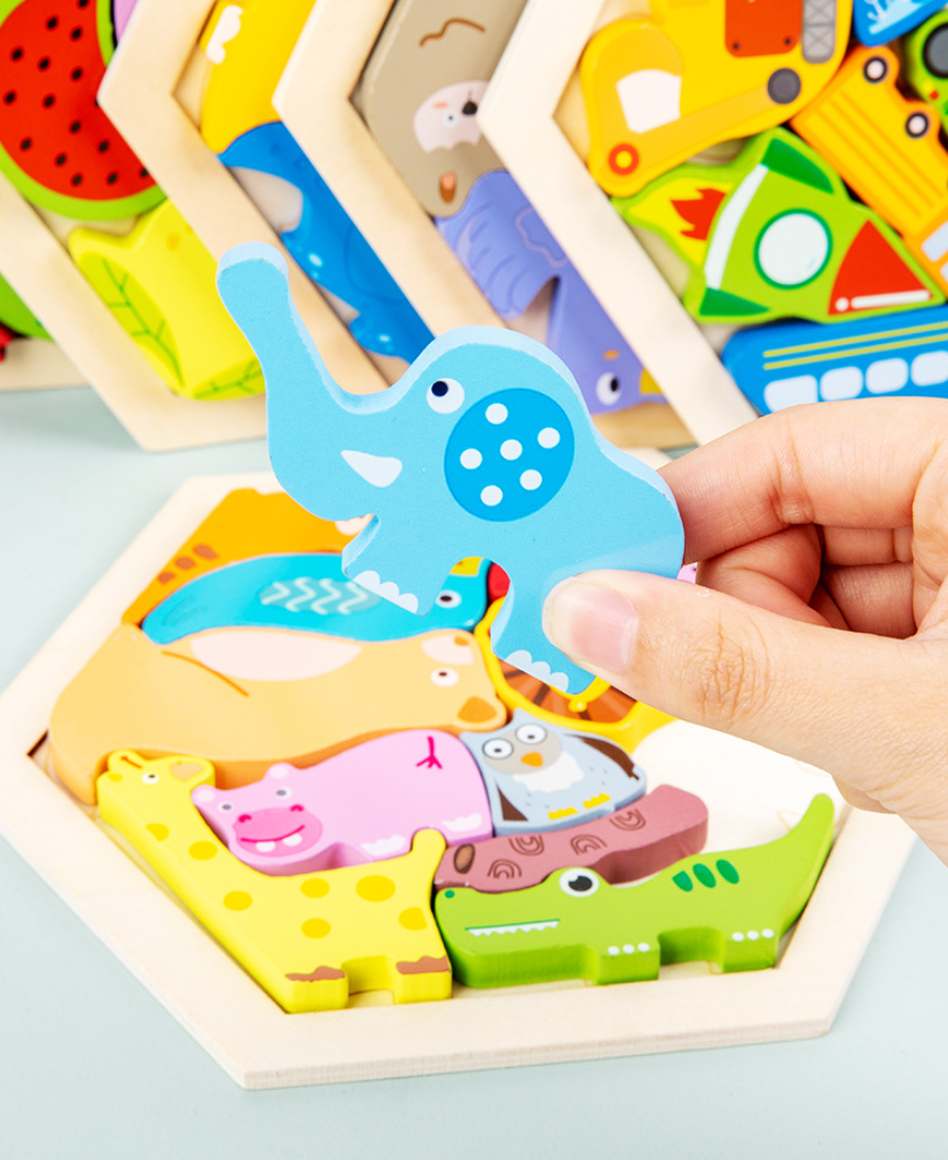 3D Wooden Puzzle Set - Discover Stapel Leer