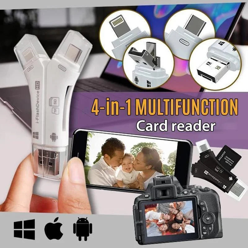 4-in-1 Portable Card Reader for Mobile Phones