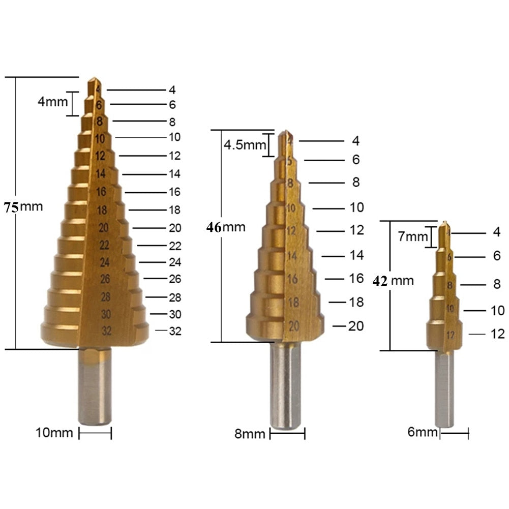 6-Piece Titanium Drill Bit Set | For precise drilling through metal, wood, and other materials