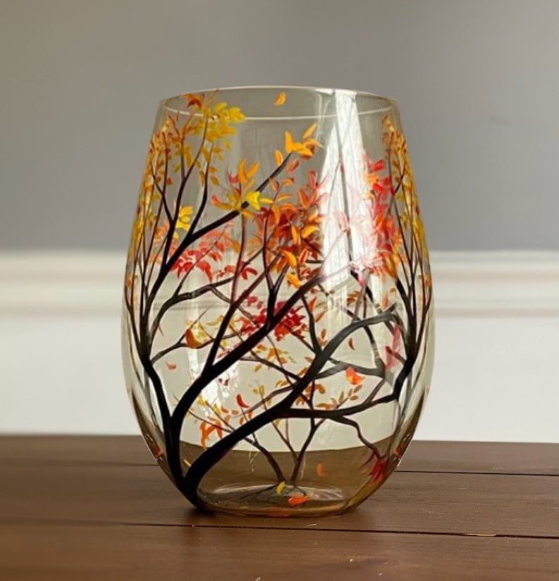 TreeScape – Four Seasons Hand-Painted Tree Wine Glasses