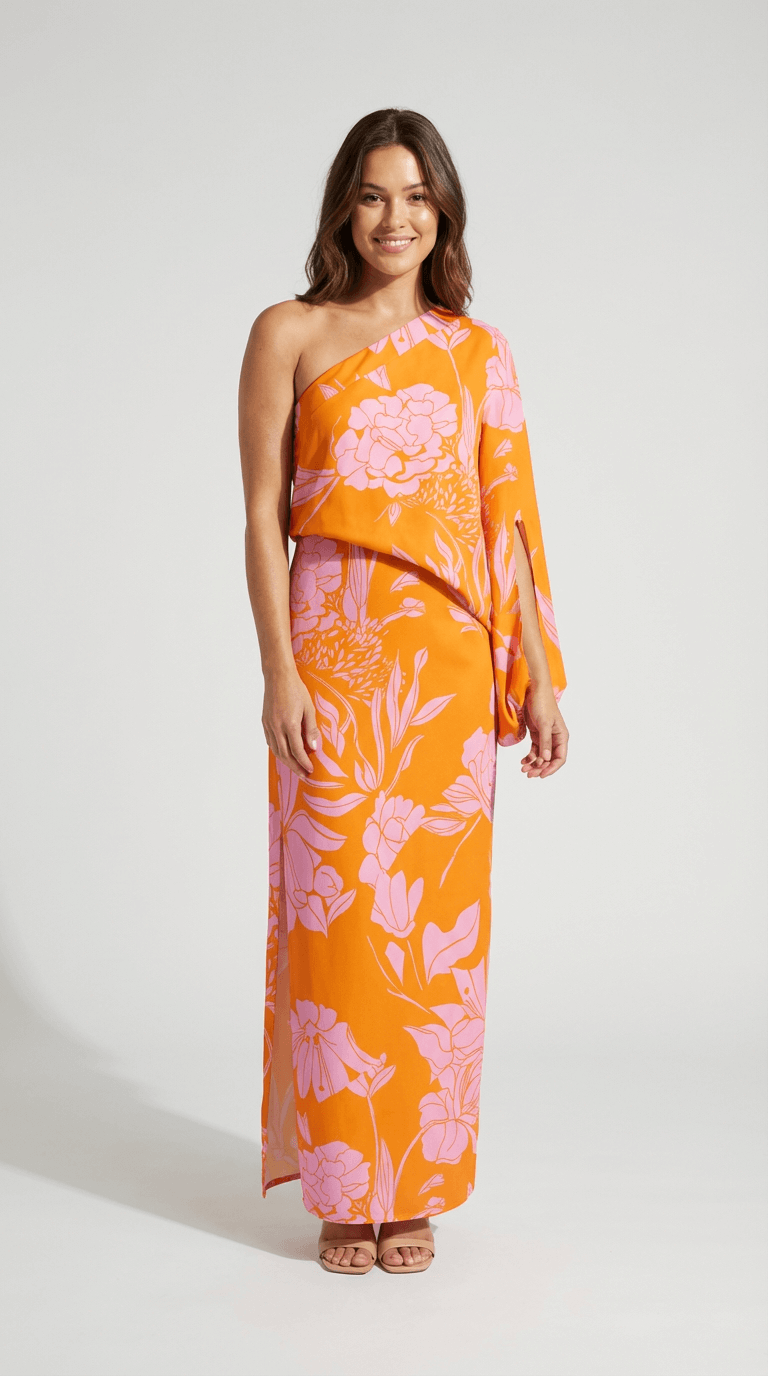 Rosie Printed One-Shoulder Maxi Dress