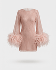 Charlotte Metallic Feather Cuff Mini Dress