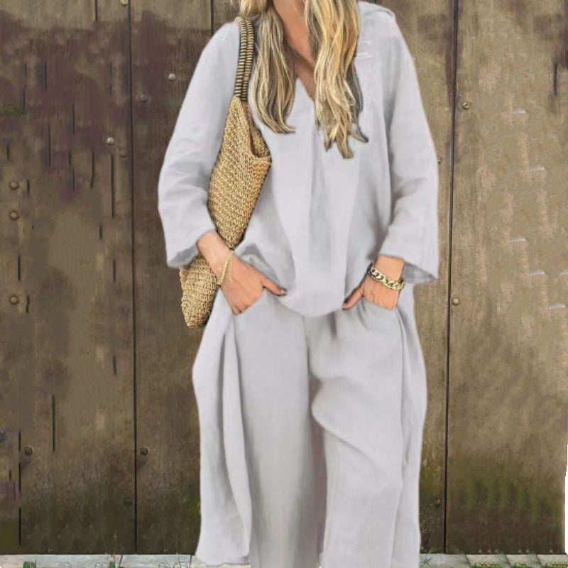 Abby - 2-Piece Set with Loose Pockets and V-Neck